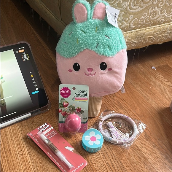 eos Other - Kawaii Pink and Green Stuffed Bunny Plush